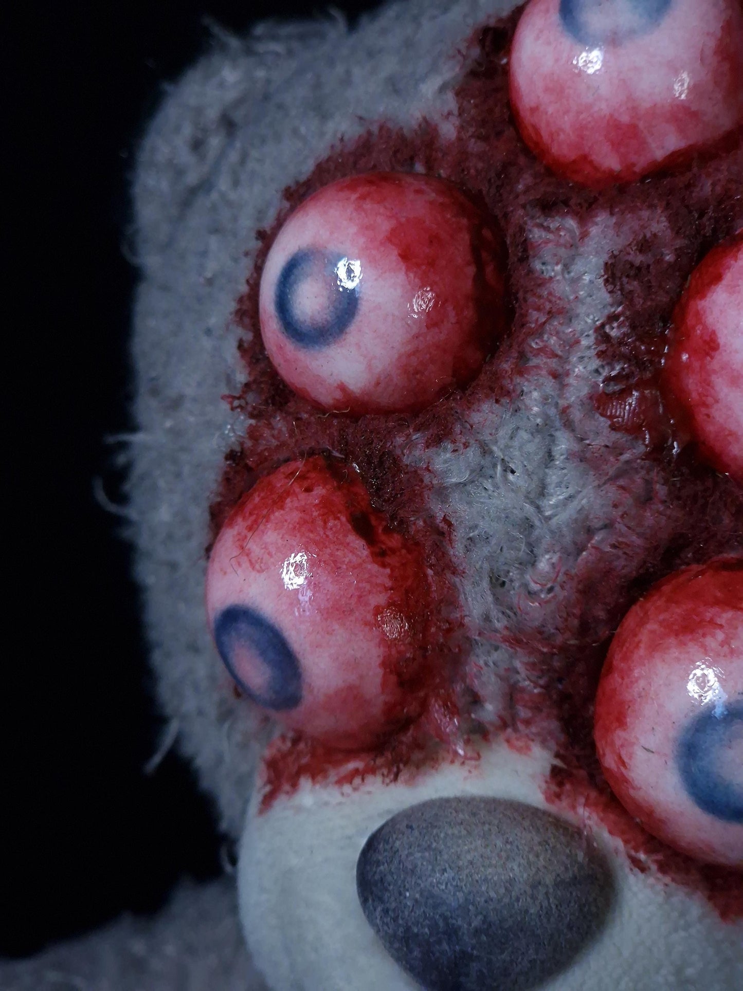 Creepy horror scary teddy bear disturbing spooky haunted stuffed animal toy frightening terrifying monster eyes handmade plushie unique
