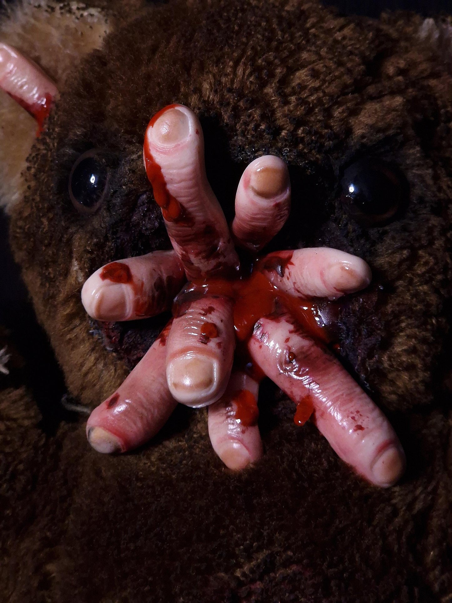Don't eat my fingers teddy bear