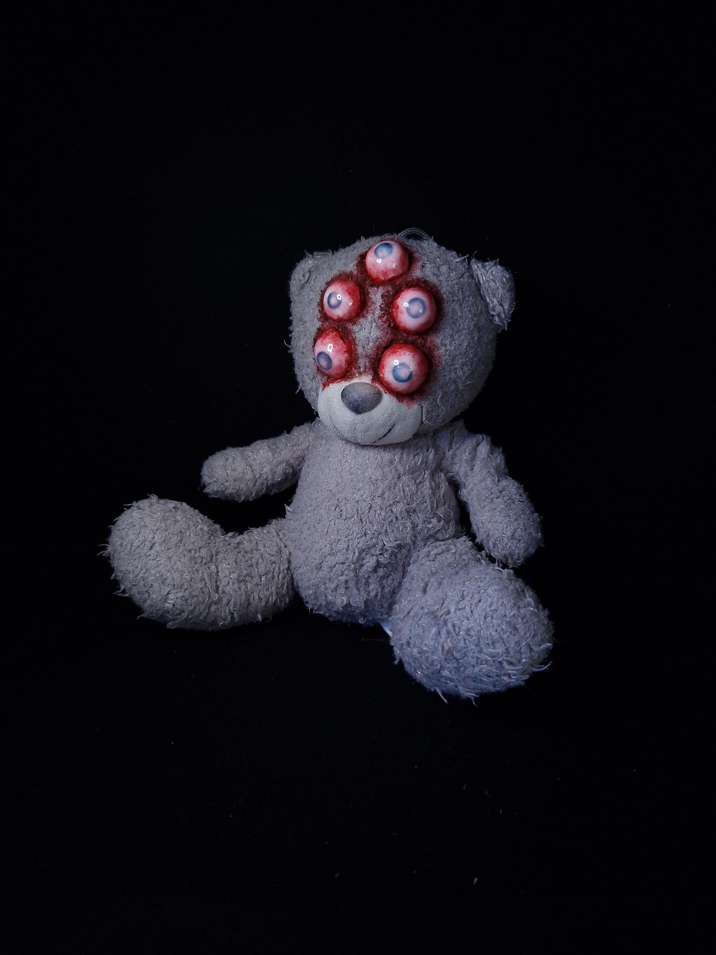 Creepy horror scary teddy bear disturbing spooky haunted stuffed animal toy frightening terrifying monster eyes handmade plushie unique
