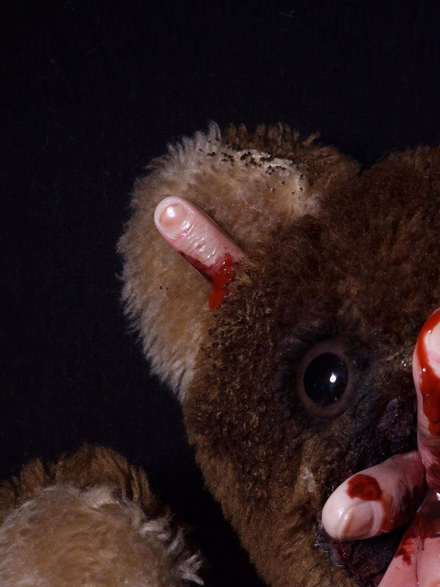 Don't eat my fingers teddy bear