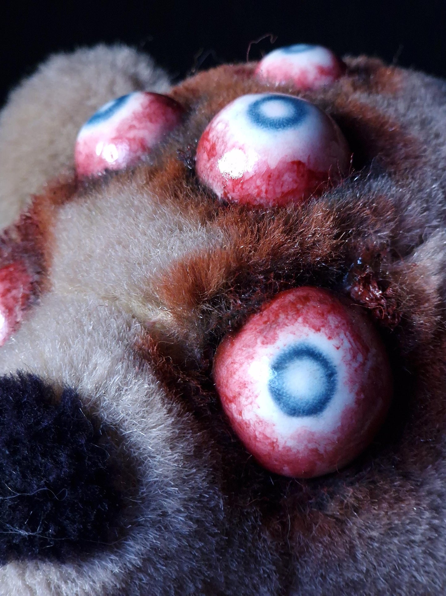 Creepy horror scary teddy bear disturbing spooky haunted stuffed animal toy frightening terrifying monster eyes handmade plushie unique