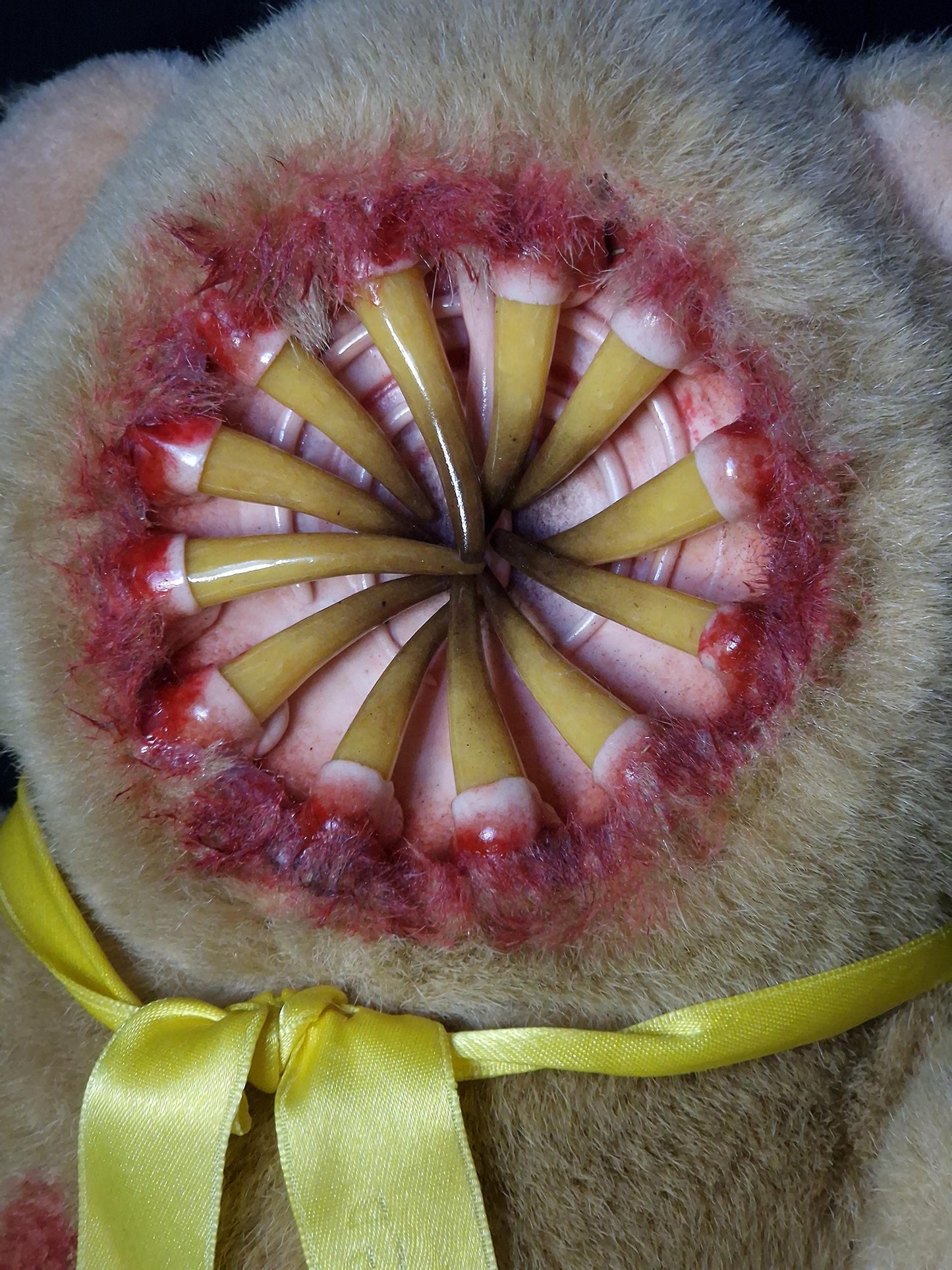 Creepy horror scary teddy bear disturbing spooky haunted stuffed animal shocking frightening monster teeth handmade plushie toy creepy pasta