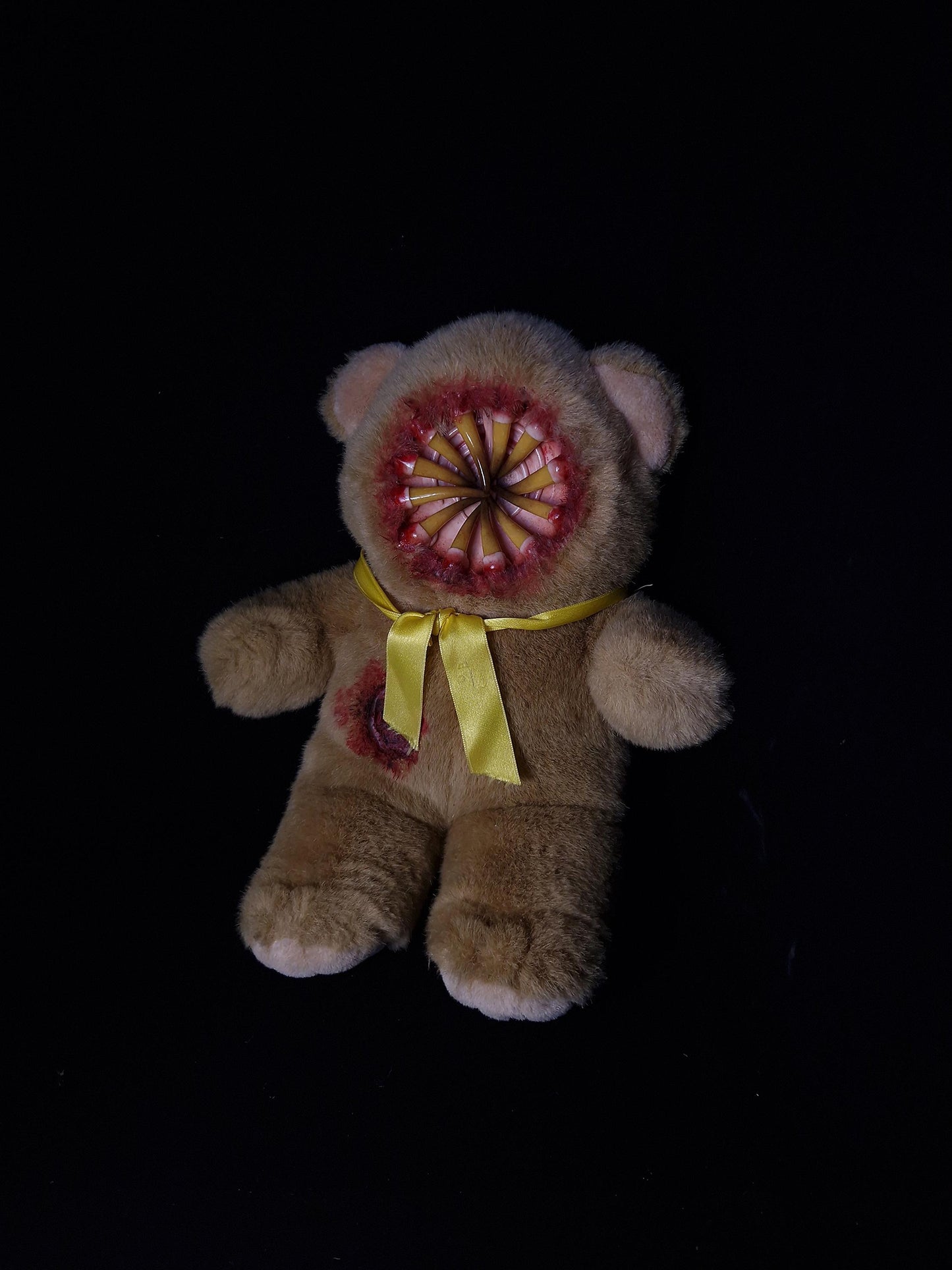 Creepy horror scary teddy bear disturbing spooky haunted stuffed animal shocking frightening monster teeth handmade plushie toy creepy pasta