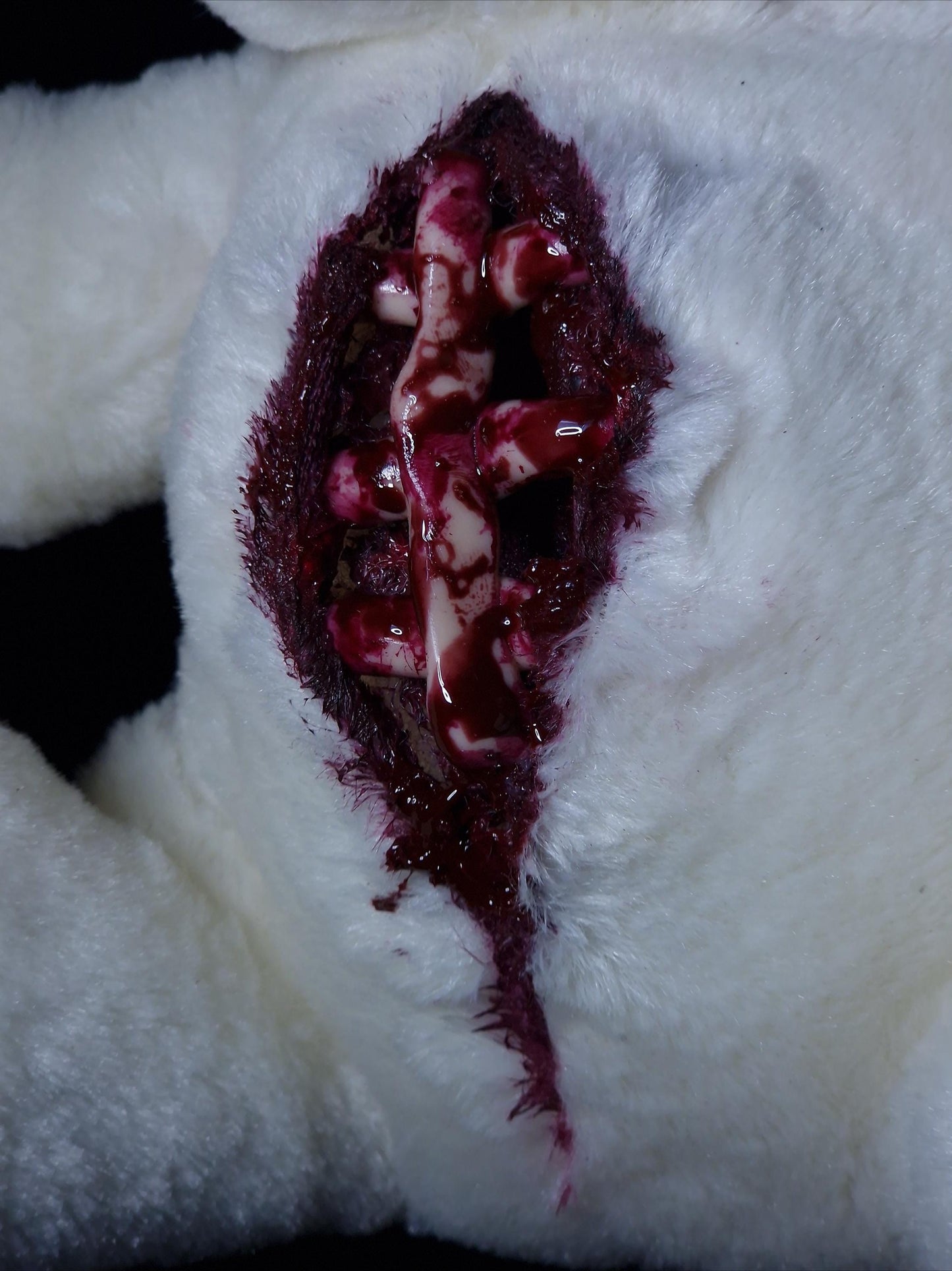 Bloody sewed mouth teddy bear