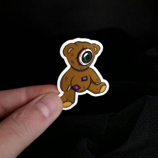 Teddy bear sticker with eye as face 