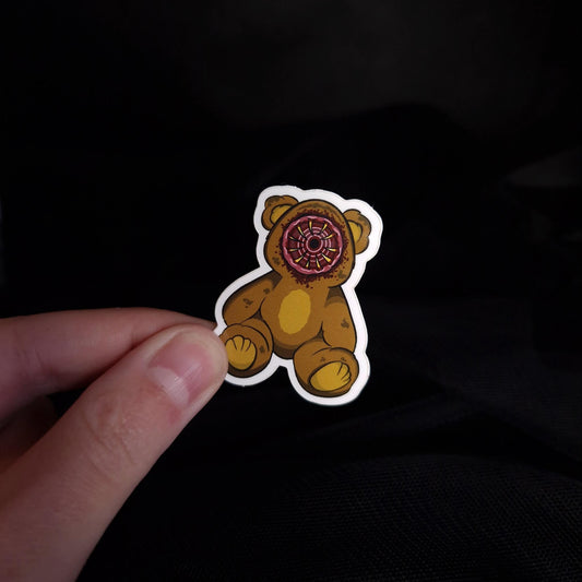 Teddy bear sticker with mouth piece as face 